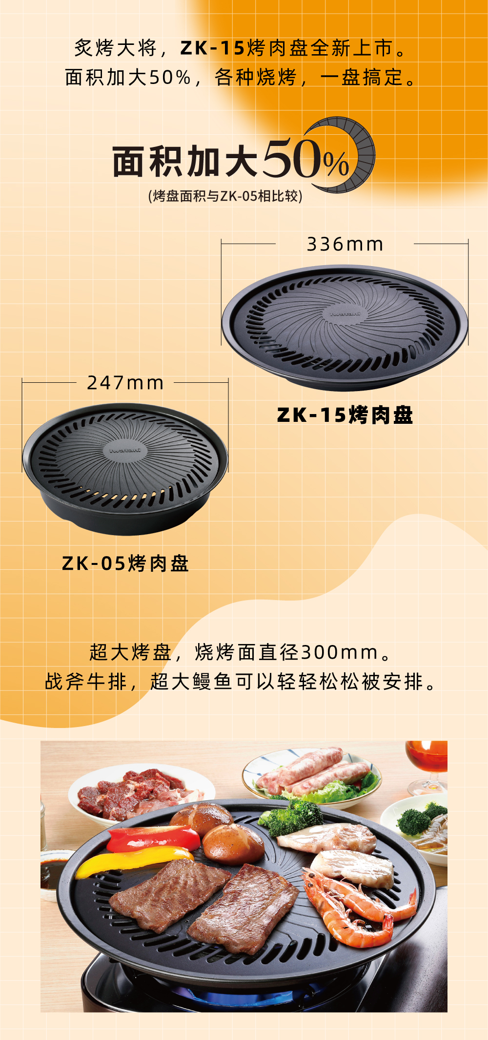 炙烤大將，zk-15全新上市。面積加大50%，各種燒烤，一盤搞定。